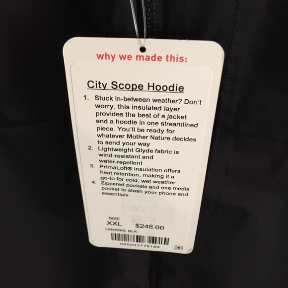 NWT BLACK LULULEMON MEN’S CITY SCOPE HOODIE - XXL - Picture 4 of 6